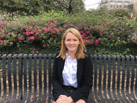 Tulane student on a bench