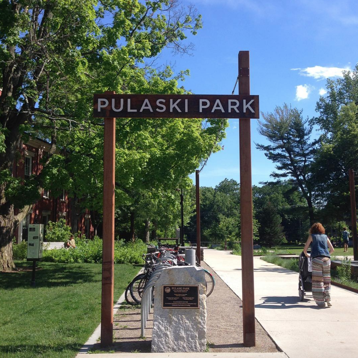 Pulaski Park sign Northampton