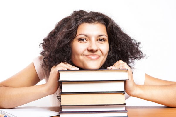 Girl with her books okay to not be okay