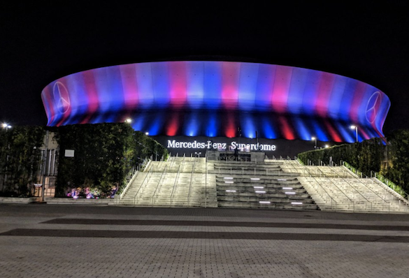 Shot of the Superdome at night new orleans