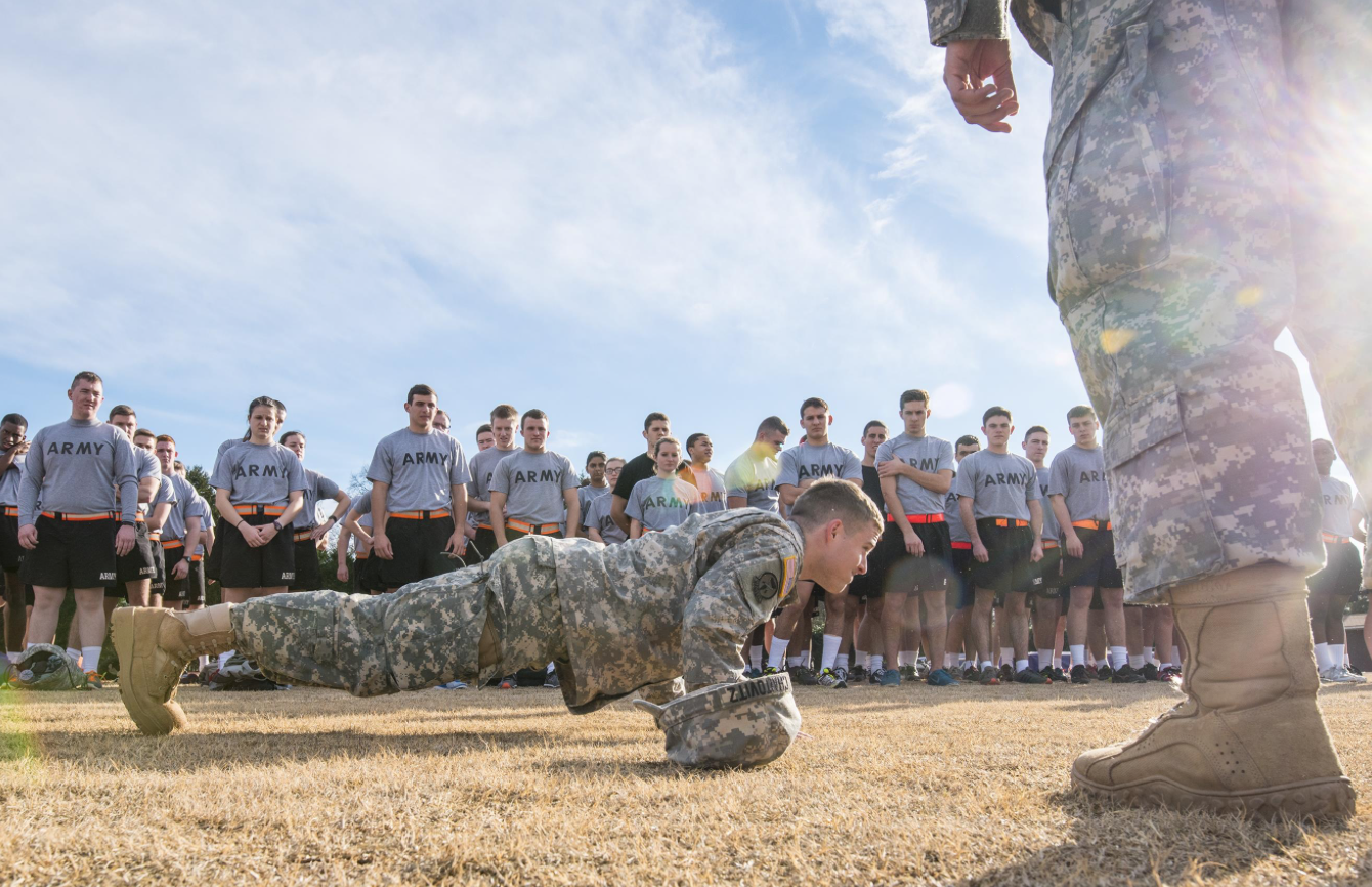 Ohio State ROTC game day ritual push ups