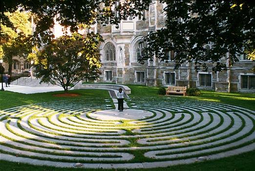 labyrinth outside Burns Library Boston College