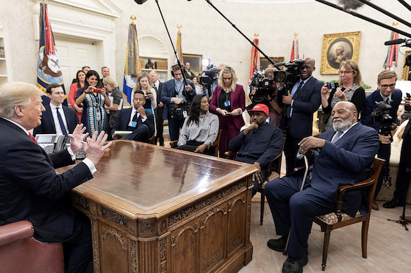 kanye and trump surrounded by media in the oval office 2018 highlights