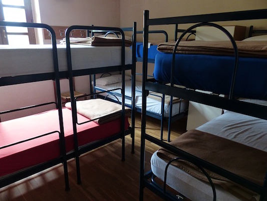 beds at a hostel