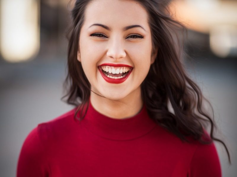 period panties girl smiling in red