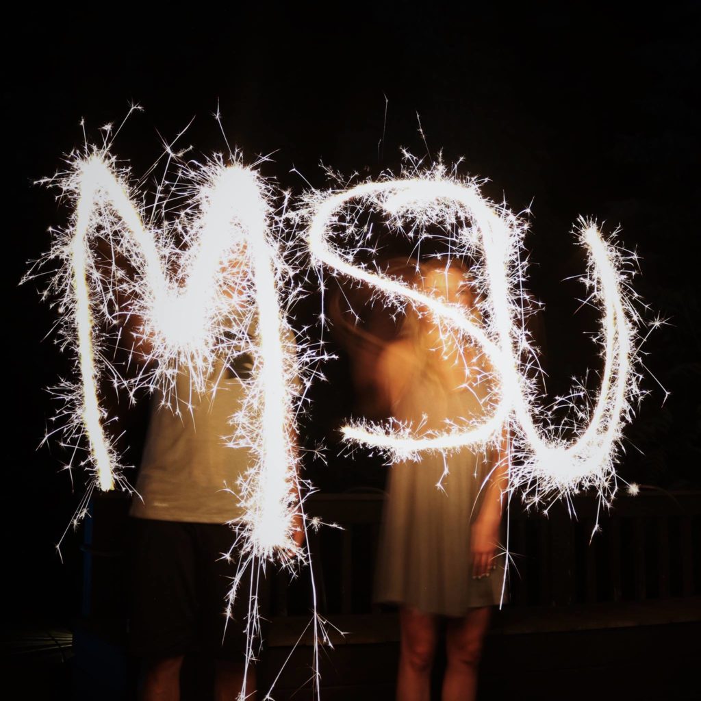 MSU writing sparklers