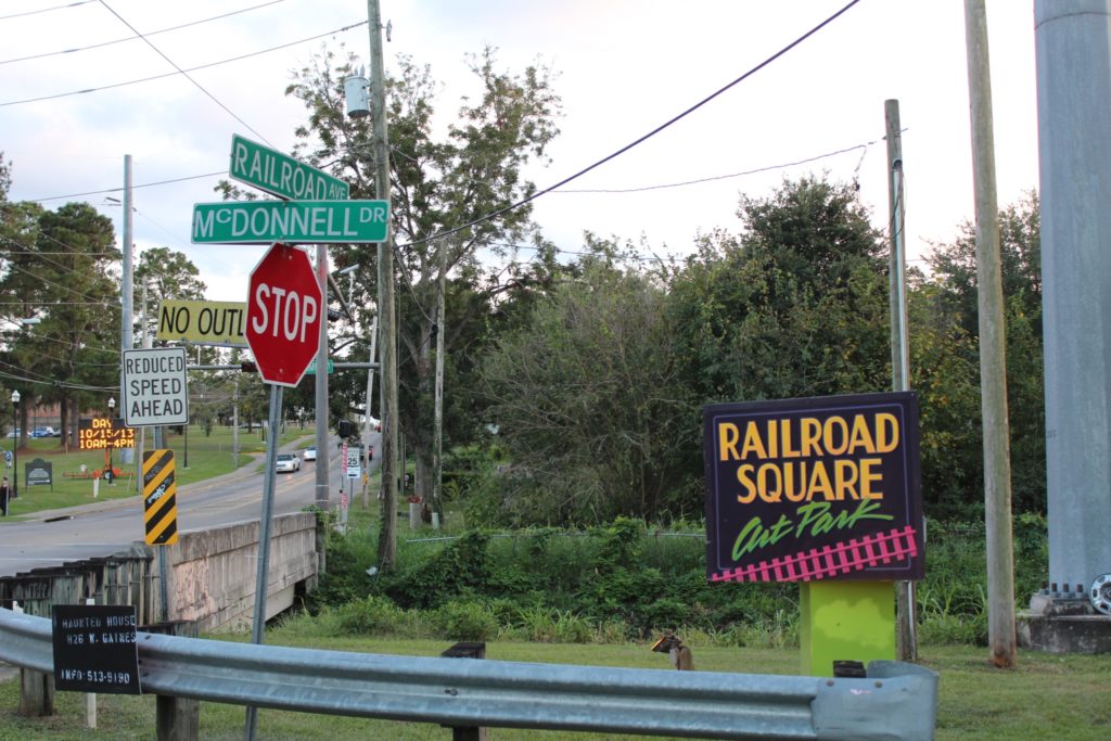 Railroad Square Art Park sign