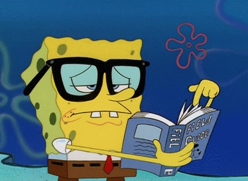 spongebob flipping through book