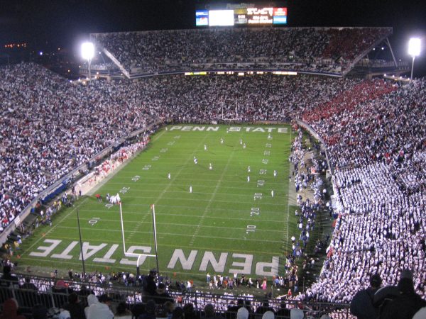 picture of beaver stadium with psu and osu fans in it