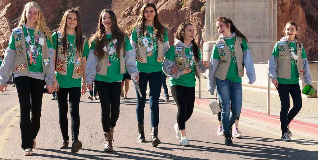 girl scouts walking together