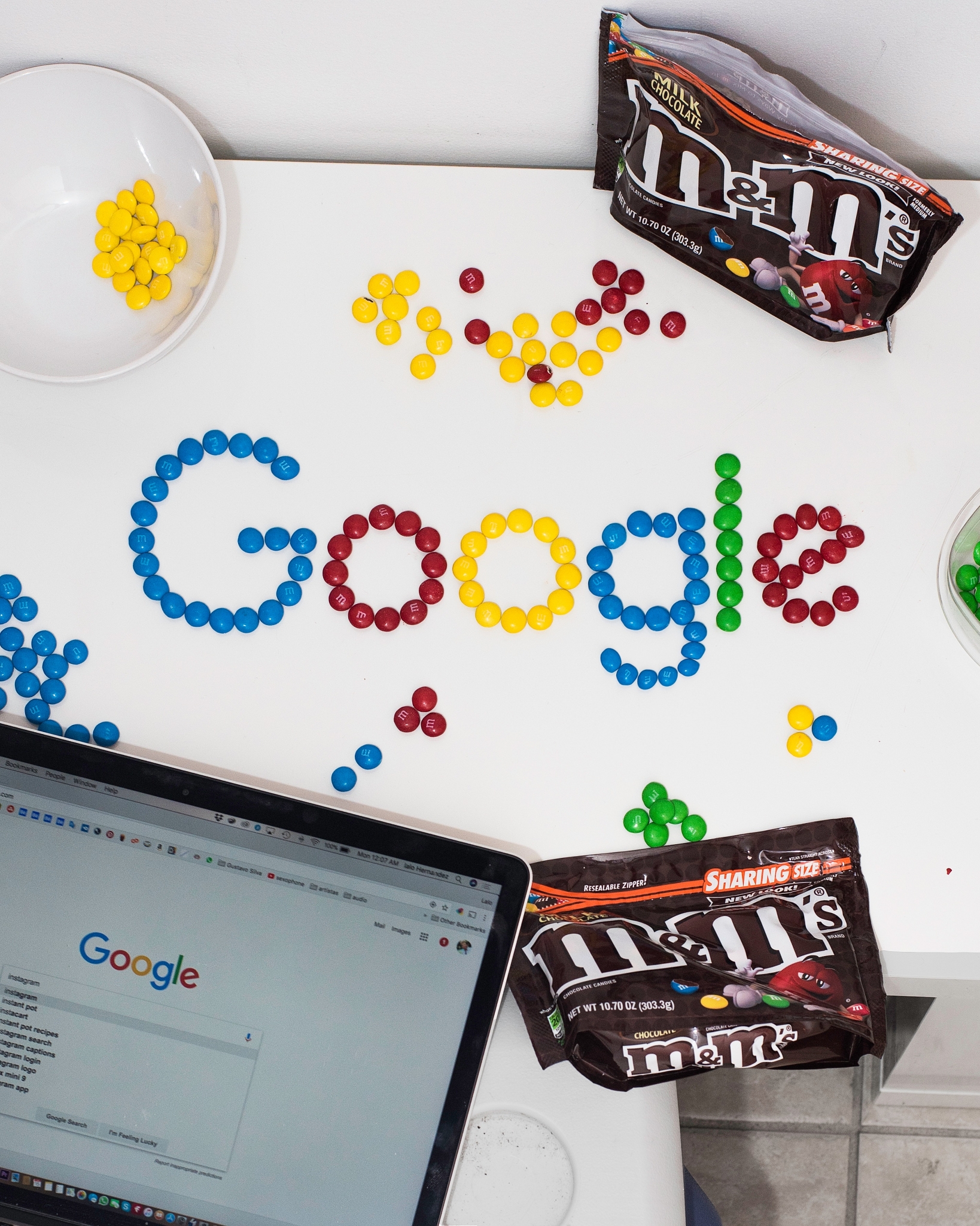 working at google spelled in m&ms