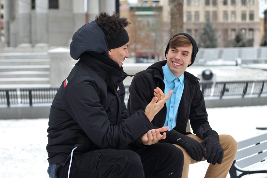 friends talking in snow stage 5 clinger