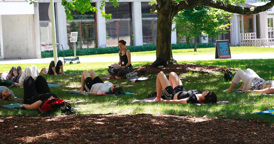 yoga on the grass mental health