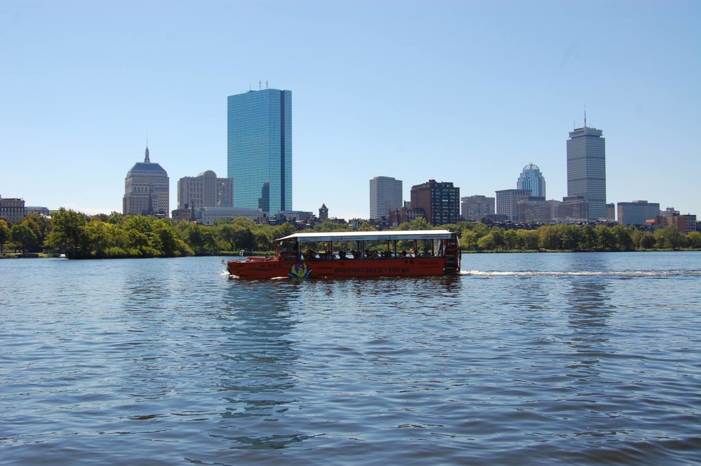 Duck Tour Vehicle in Front of Skyline