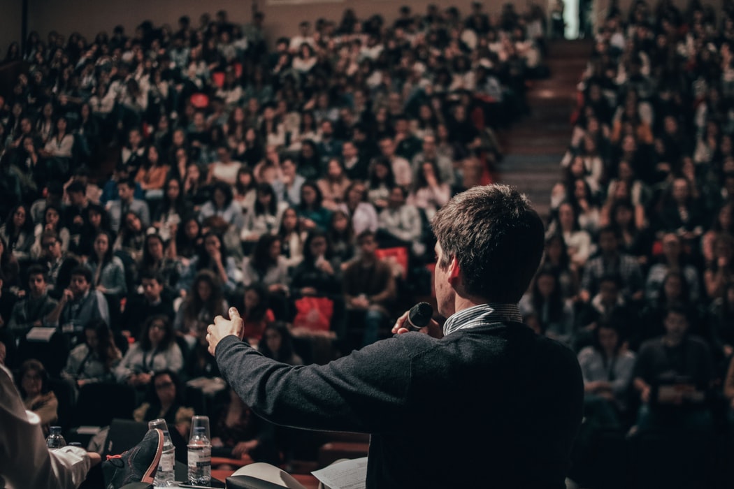 giving a speech