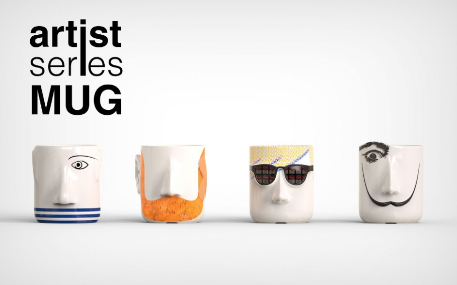artist series mug displayed on table