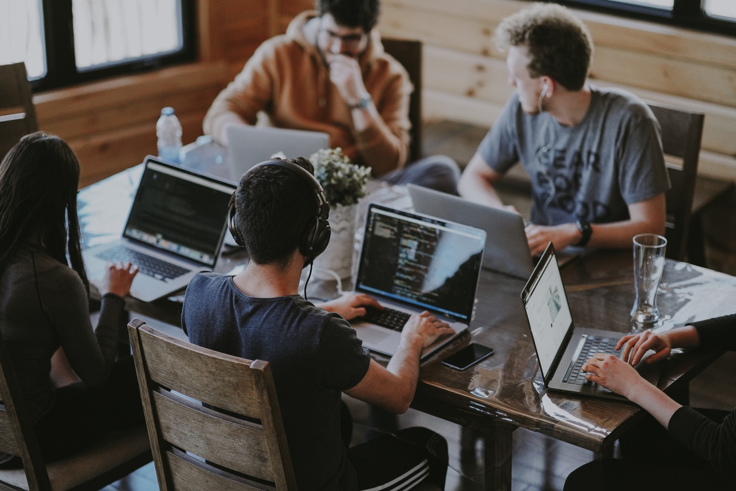 people at table working