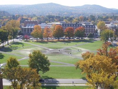 Arial view of Dartmouth College's campus.