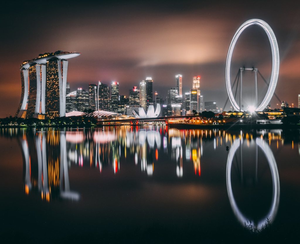 singapore skyline at night