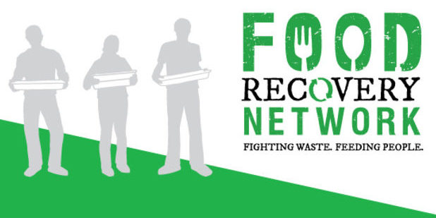 The Next Course Food Recovery logo features illustrations of students completing food recoveries.