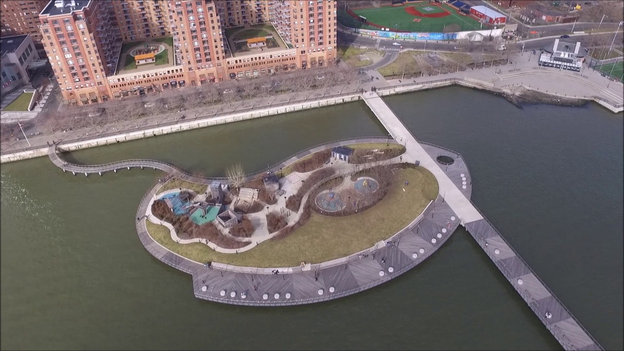 aerial view of pier c in hoboken nj