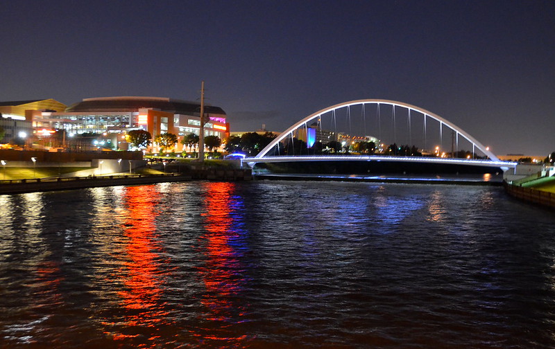 The Iowa Women of Achievement bridge is the perfect spot to view the Des Moines skyline