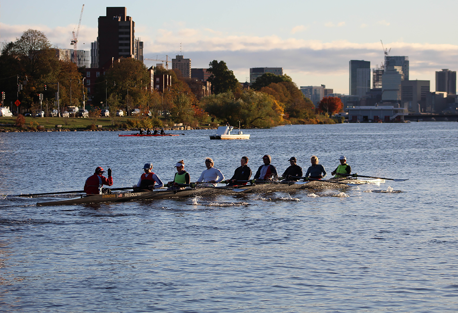 photo of rowers on the Charles River