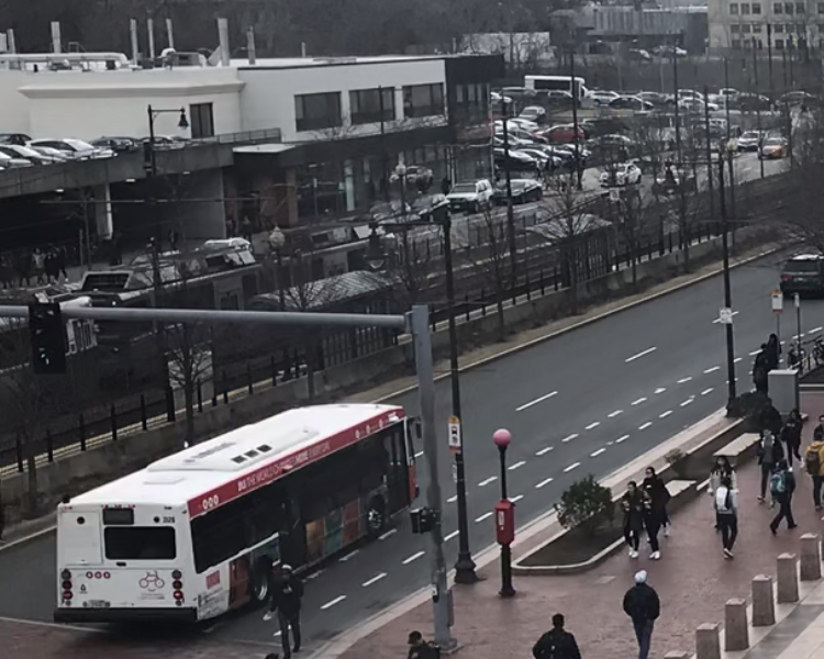 BU bus heads toward West Campus