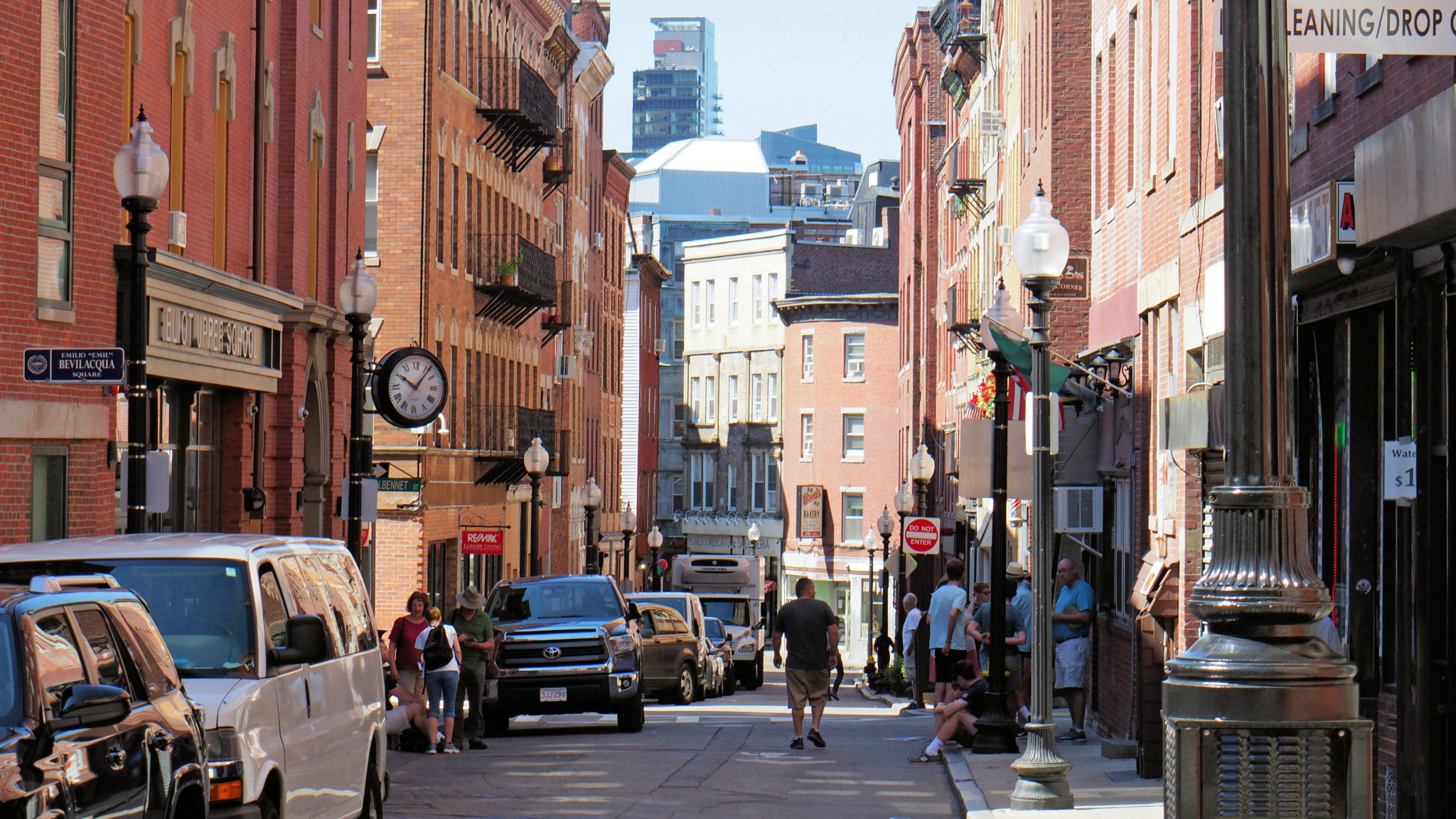 photo of people gathered on Charles St in Boston