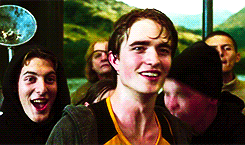cedric being cheered on by fellow hufflepuffs