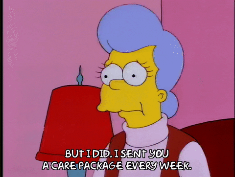 Simpsons character saying they sent a care package