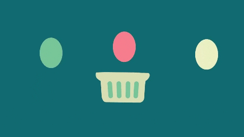 animation of eggs being moved from one basket to three baskets