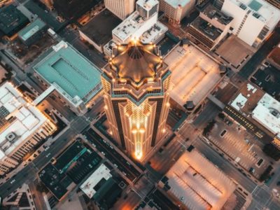 Aerial view of downtown Des Moines