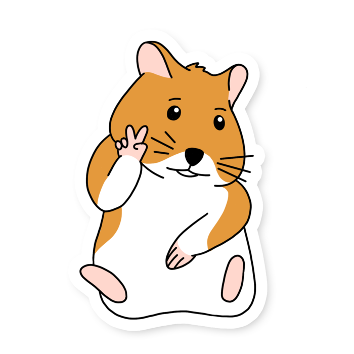 hamster holding up a peace sign sticker