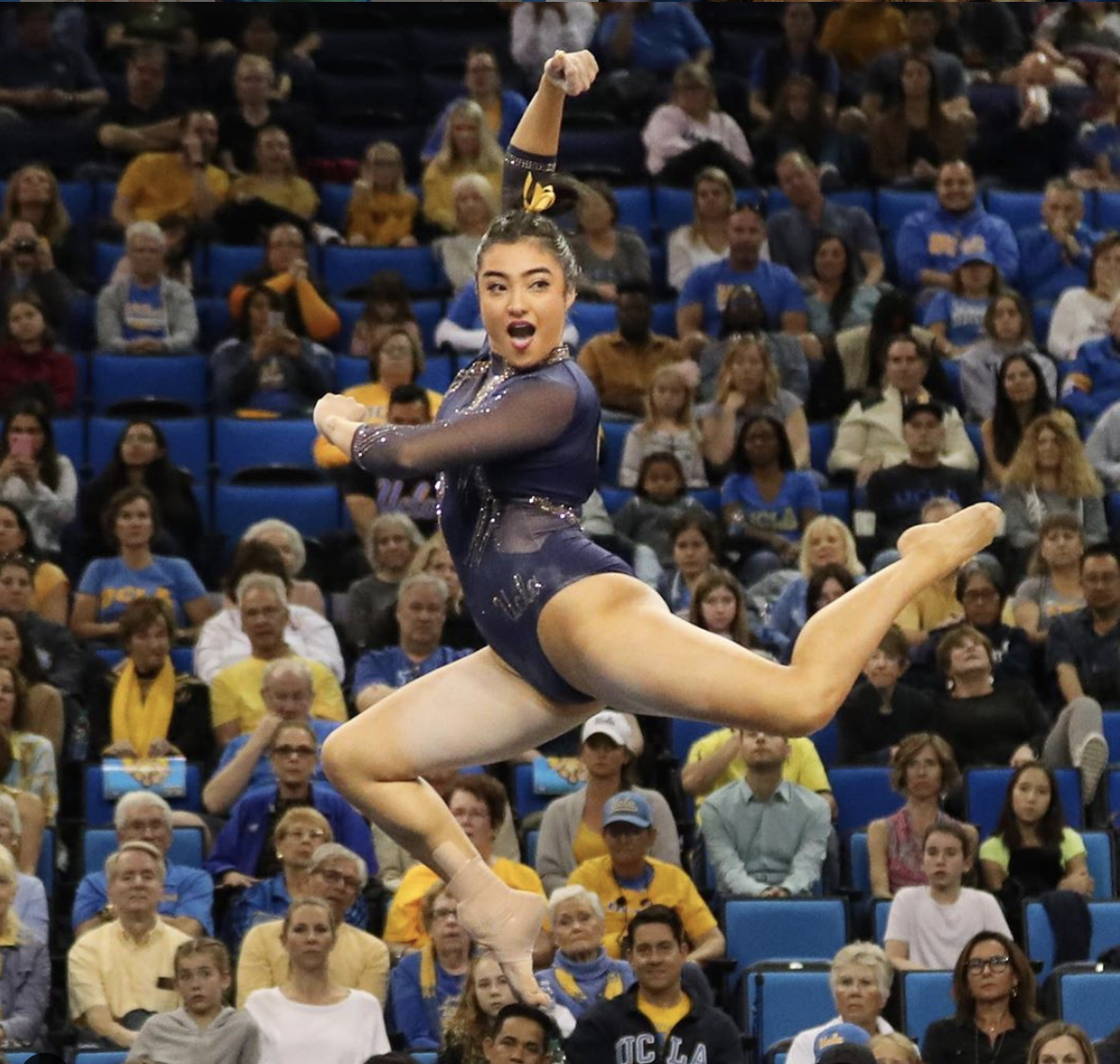 a gymnast jumping