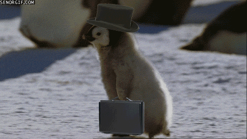 penguin with briefcase and top hat.