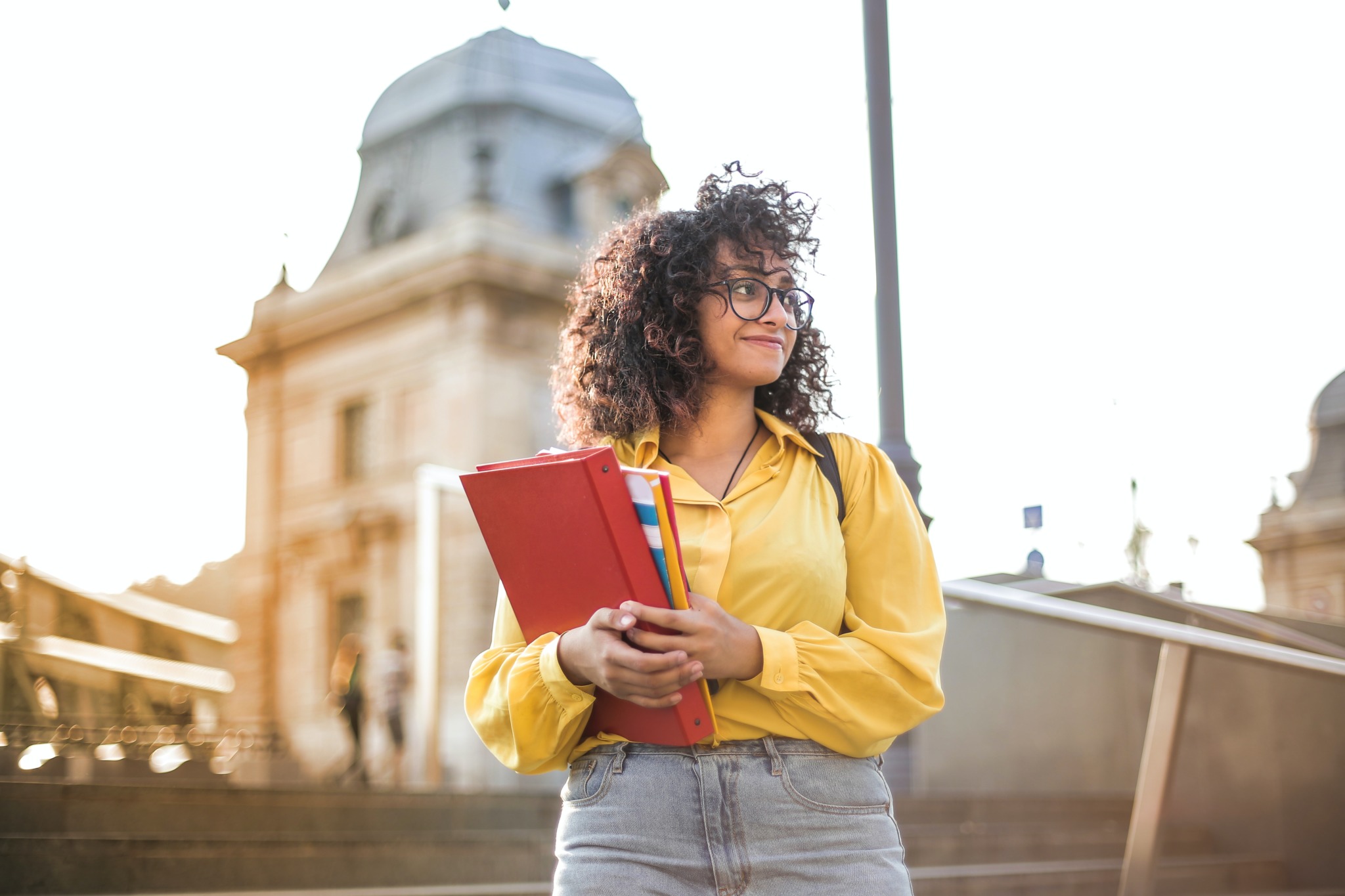 woman on college campus