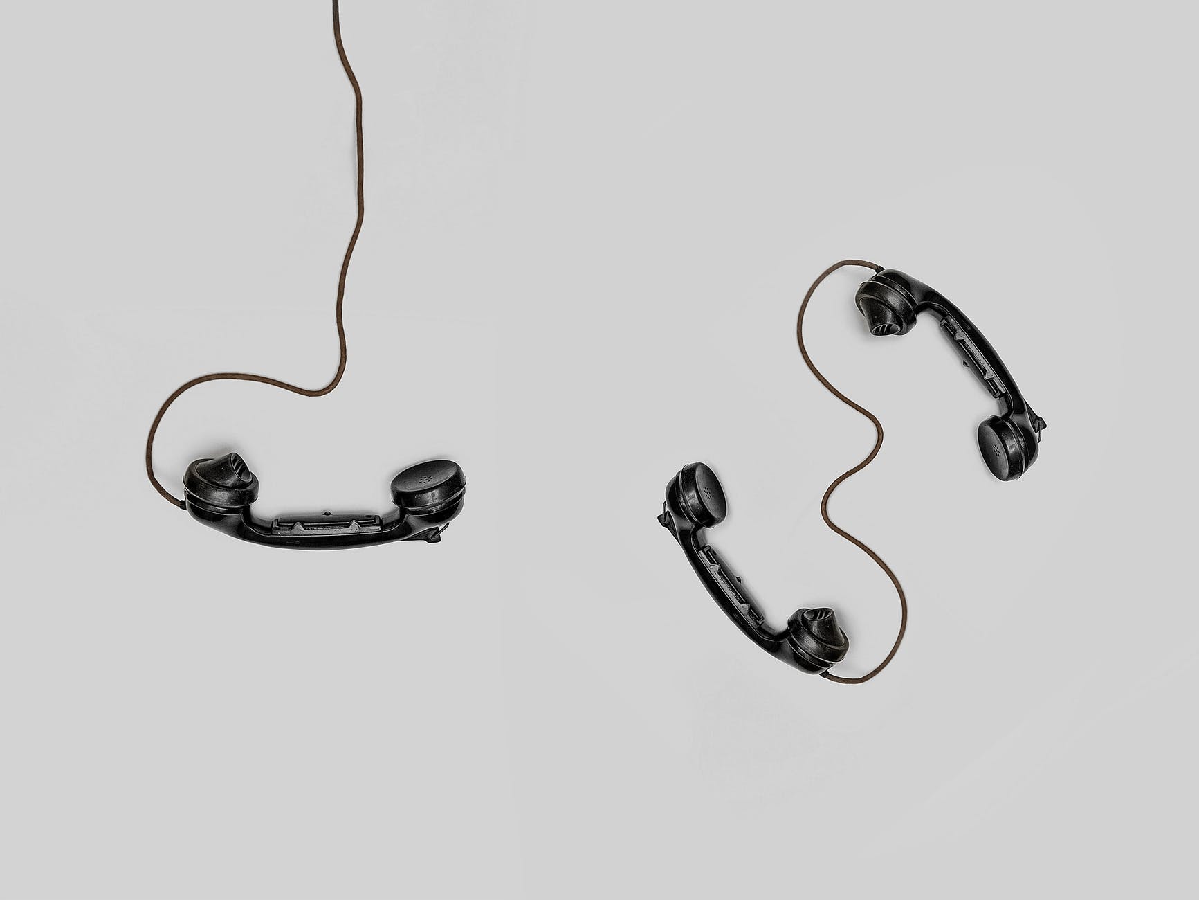 Phones connected to wires