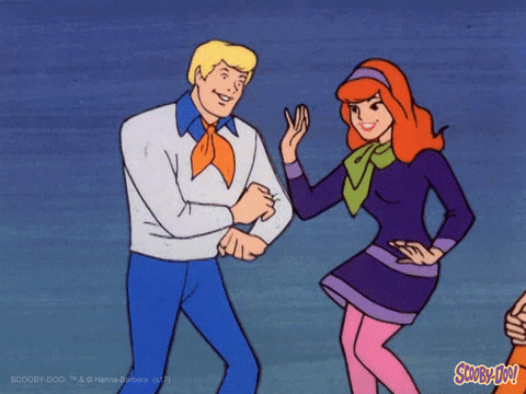 cartoon fred and Daphne dancing 