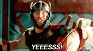 thor screaming 'yes!'