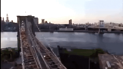 bird's eye view of the Brooklyn Bridge