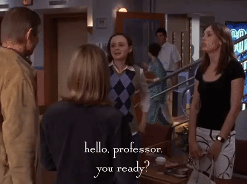 Rory saying 'hi' to a professor