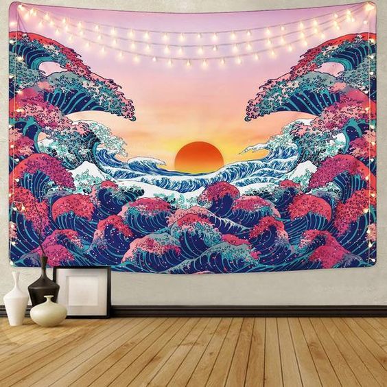 great wave pink version tapestry