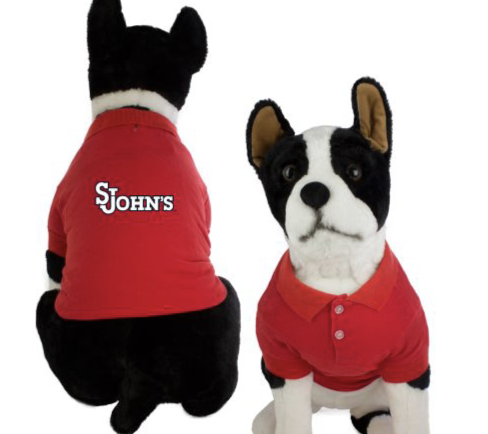 stuffed dog with a sju polo shirt