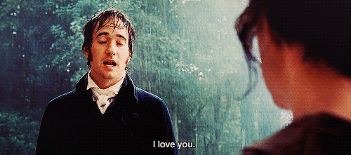 Darcy saying I love you in the rain