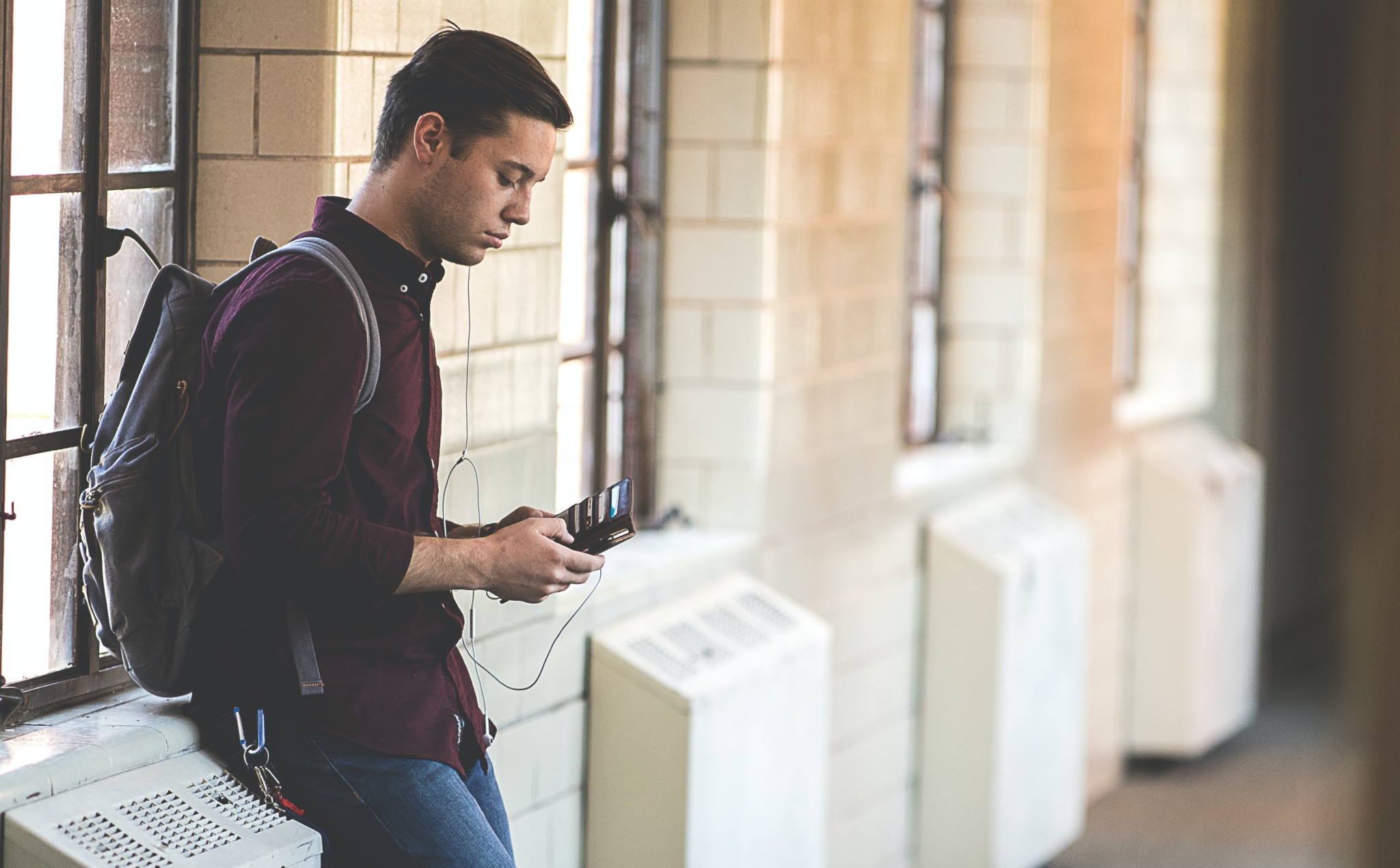 student on phone