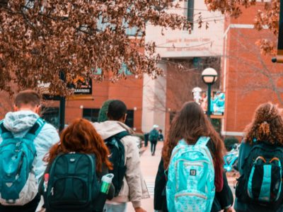 College students walking