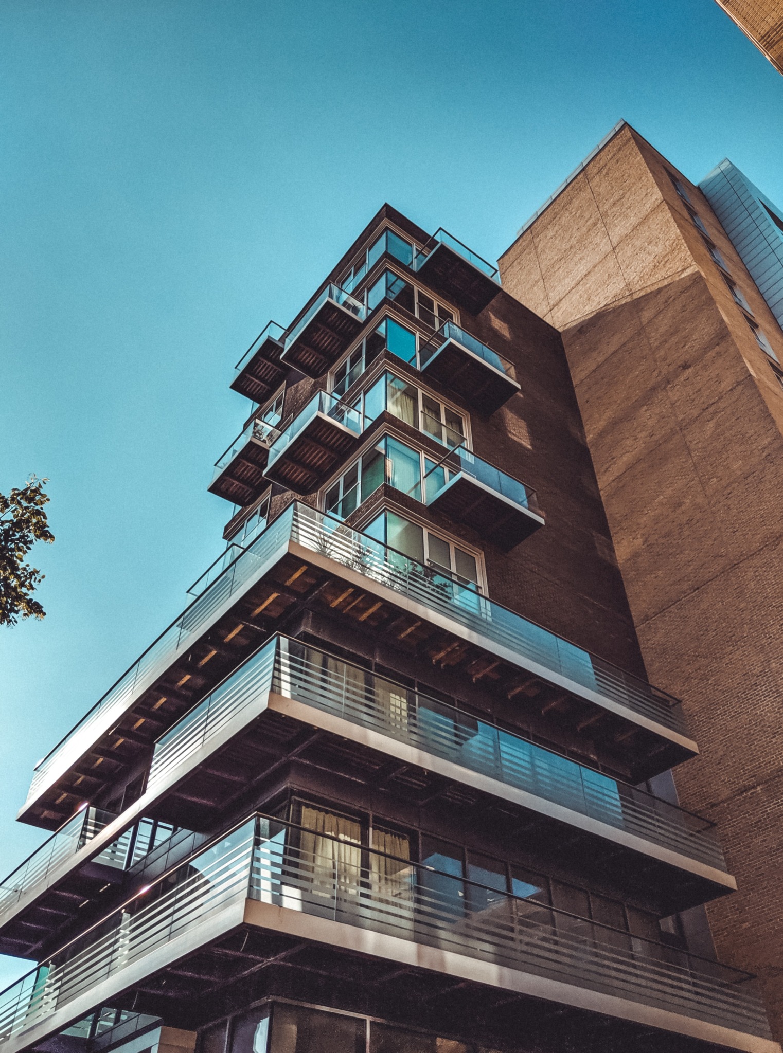 A black high-rise building.