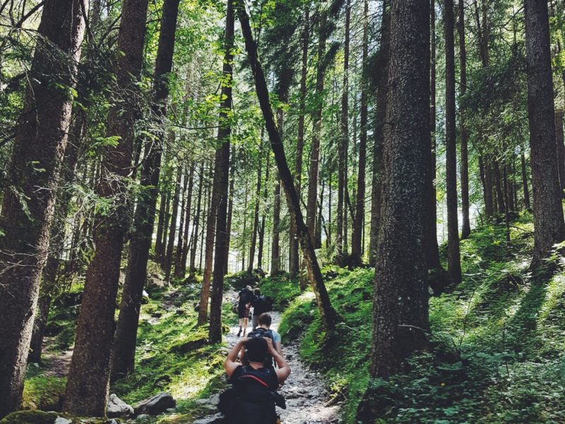 Hiking on a mountain