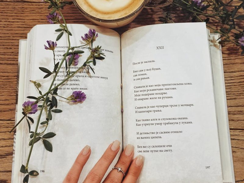 Poetry book and coffee
